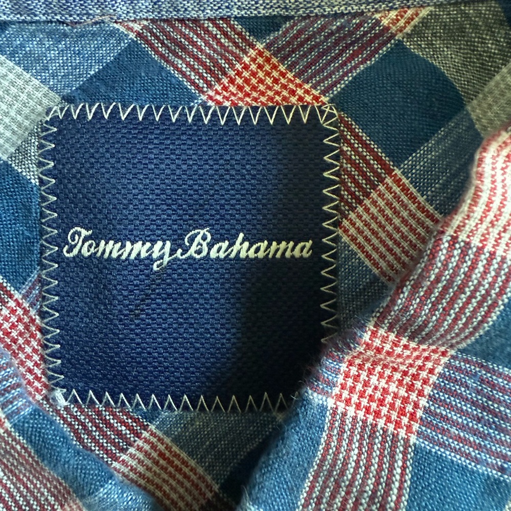 NWOT Tommy Bahama Linen Plaid Button Down Shirt Men’s Large Coastal - Picture 4 of 8